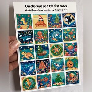 3 /💲20 Stickers! Cute ocean critters Christmas